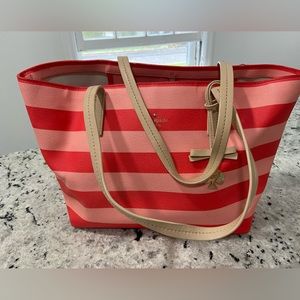 Light Pink & Dark Pink Stripped Kate Spade Tote
